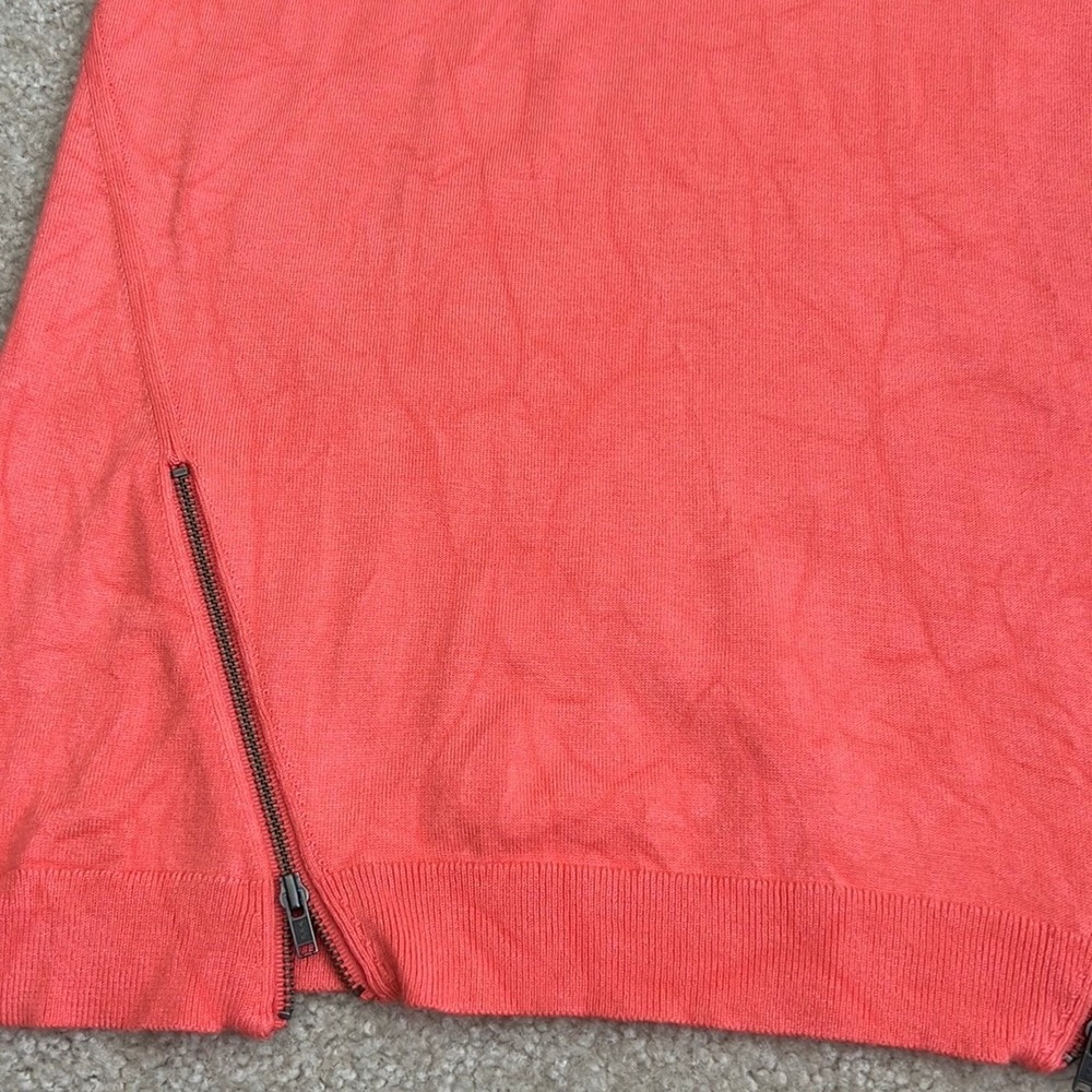 Express Knit Top Zipper Detail Short Sleeve Crew Neck Coral Size M - Picture 9 of 9
